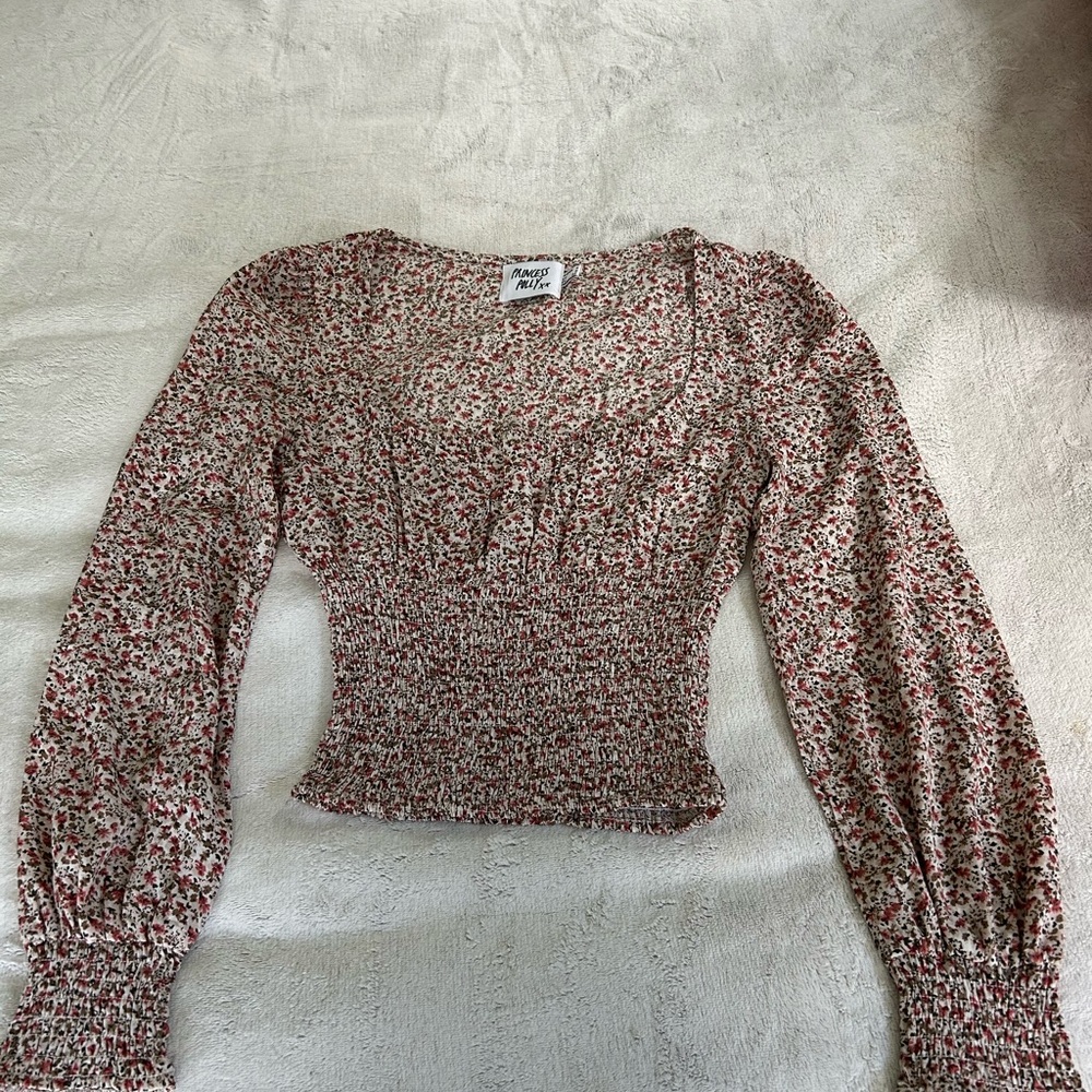 Princess Polly Floral Smocked Long Sleeve Blouse